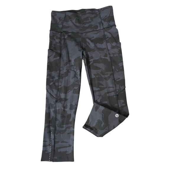 Lululemon Fast and Free Crop 19" Leggings 4 Incognito Camo Running Athletic Gym - Picture 2 of 15
